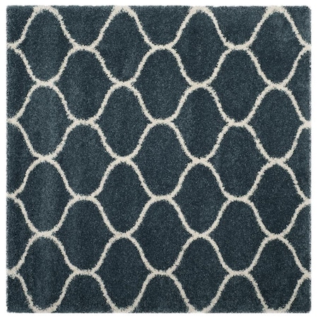 Flowers First 7 x 7 ft. Square Hudson Shag Power Loomed Rug, Slate Blue & Ivory FL1862559